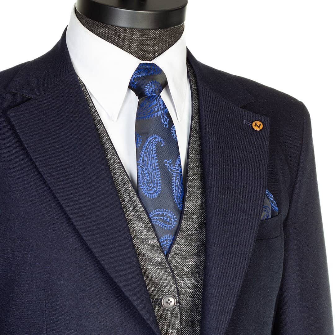 کروات سرمه‌ای طرح بته‌جقه آبی - Thumbnail 1