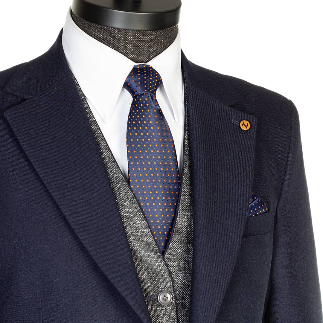 کروات سرمه‌ای خال‌خالی نارنجی - Thumbnail 1