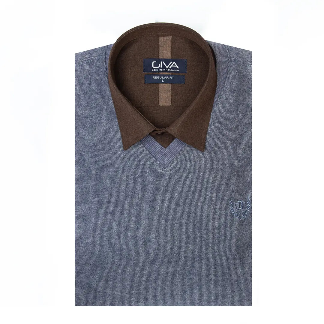 بافت مردانه یقه هفت دنیز DENIZ - Thumbnail 3