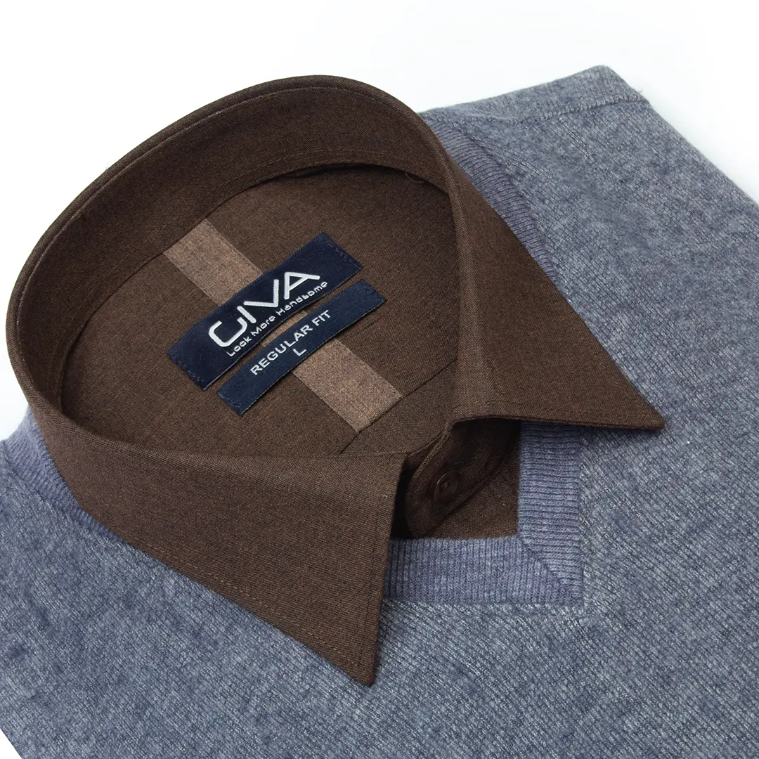 بافت مردانه یقه هفت دنیز DENIZ - Thumbnail 4