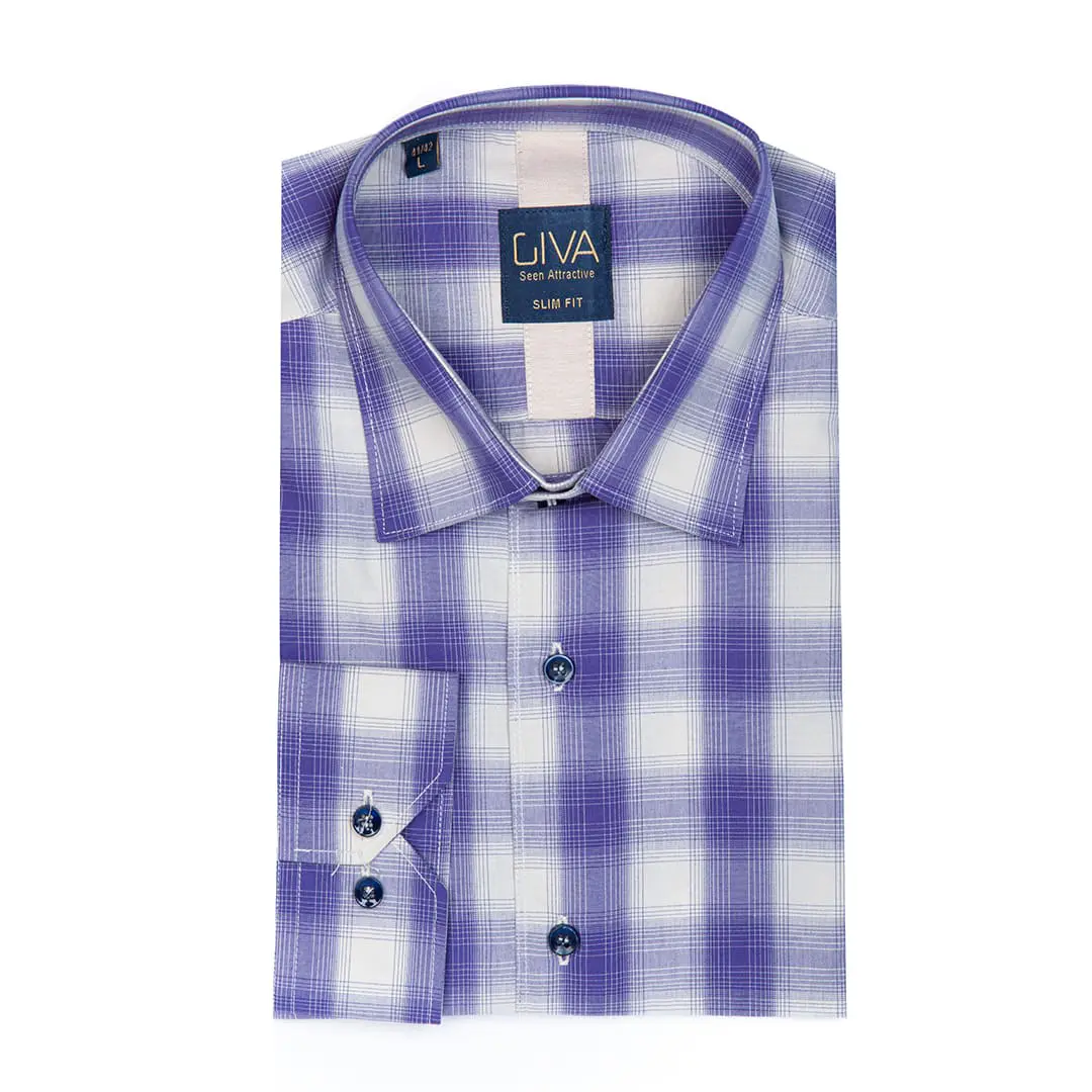 پیراهن چهارخانه مردانه بنفش