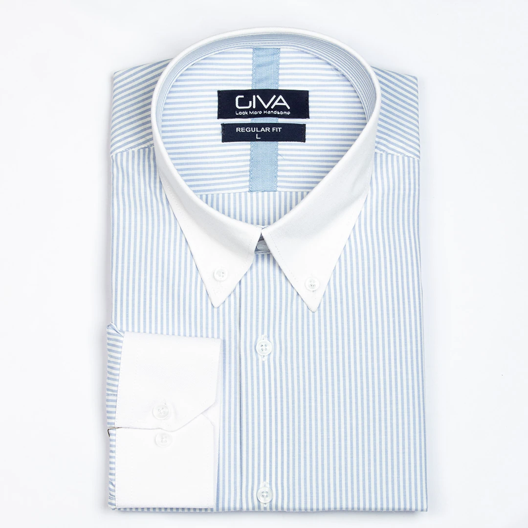 پیراهن راه راه ایتالیا یقه دکمه دار - Thumbnail 2