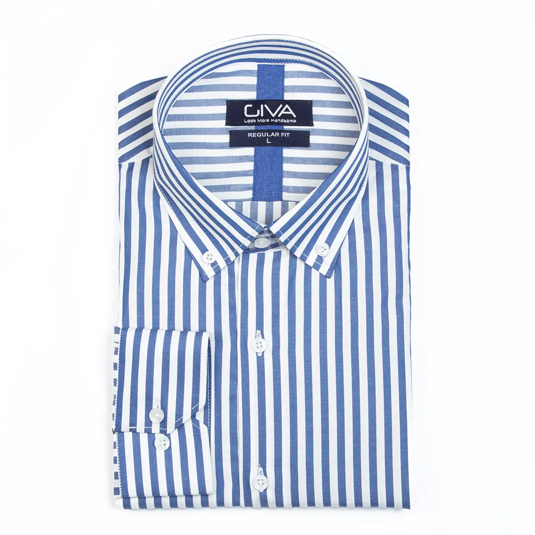 پیراهن راه راه میله ای مردانه 4436 - Thumbnail 4