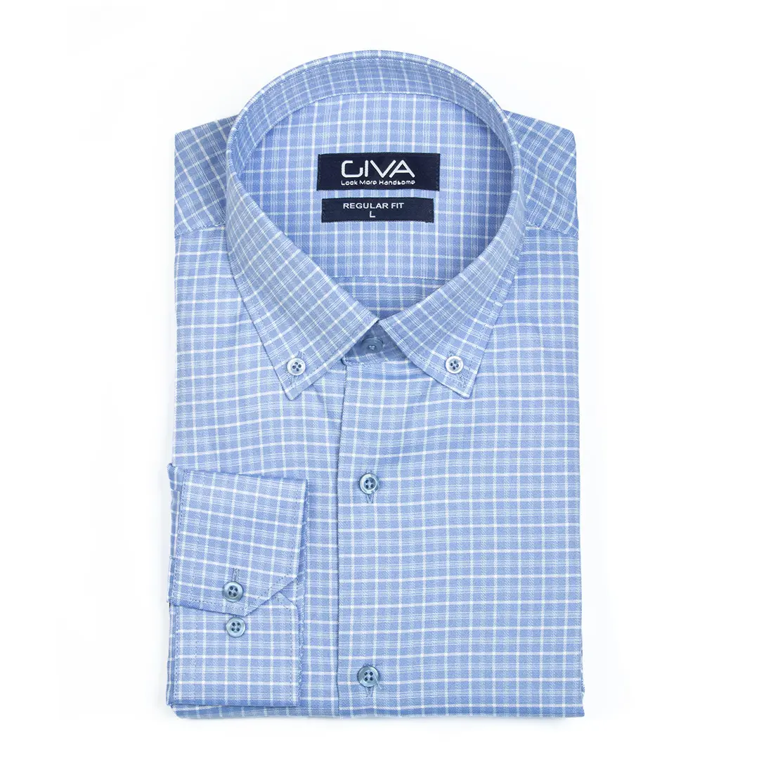 پیراهن چهارخانه مردانه یقه دکمه دار 4435 - Thumbnail 3