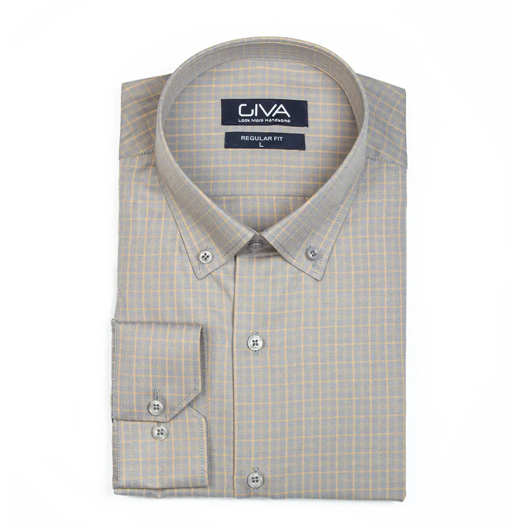 پیراهن چهارخانه مردانه یقه دکمه دار 4435 - Thumbnail 5