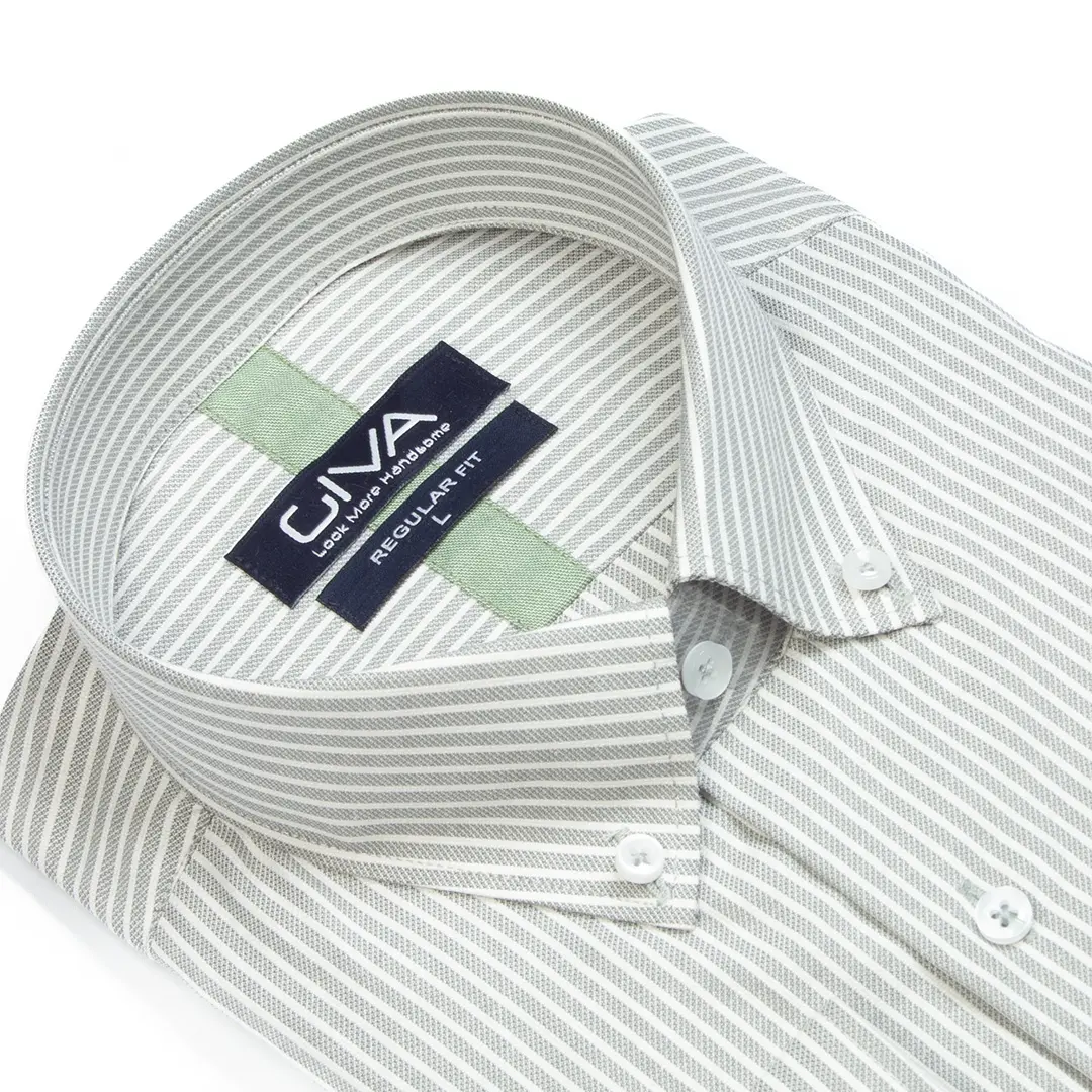 پیراهن مردانه راه راه یقه دکمه دار 4432