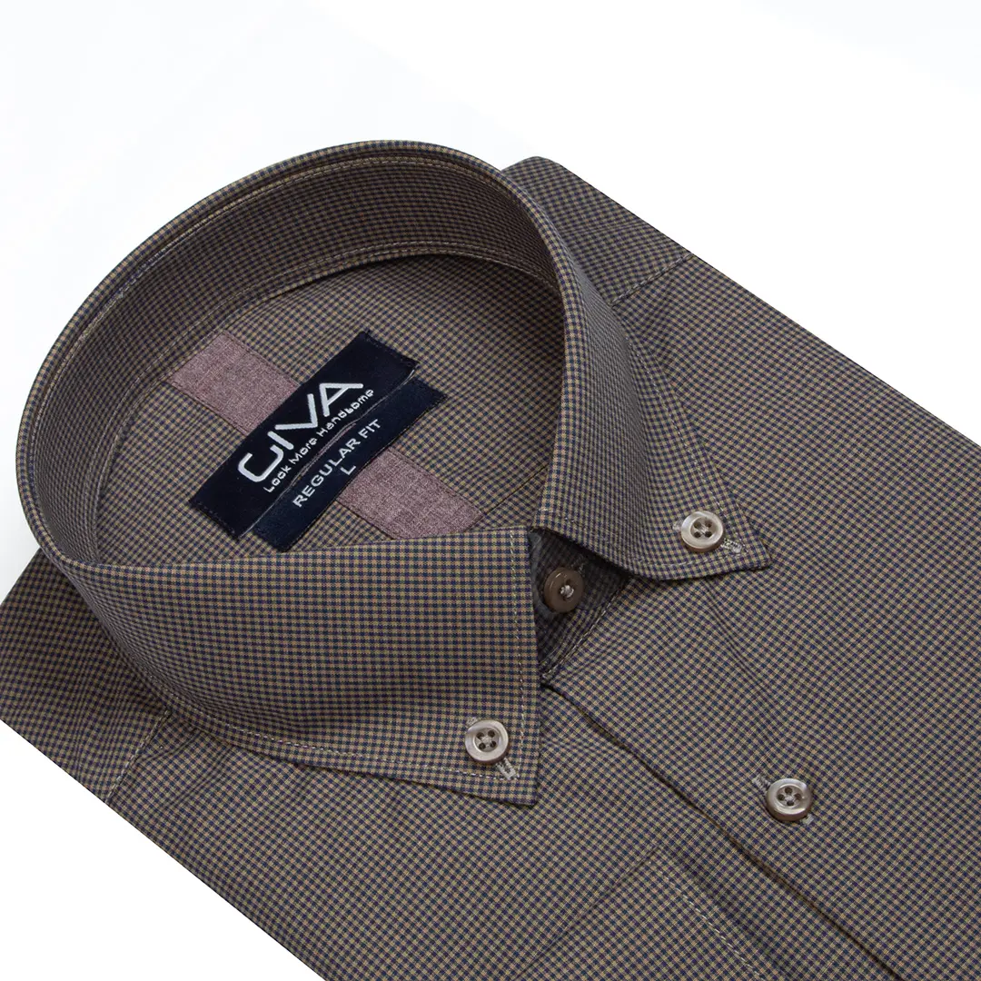 پیراهن خاویاری مردانه یقه دکمه دار