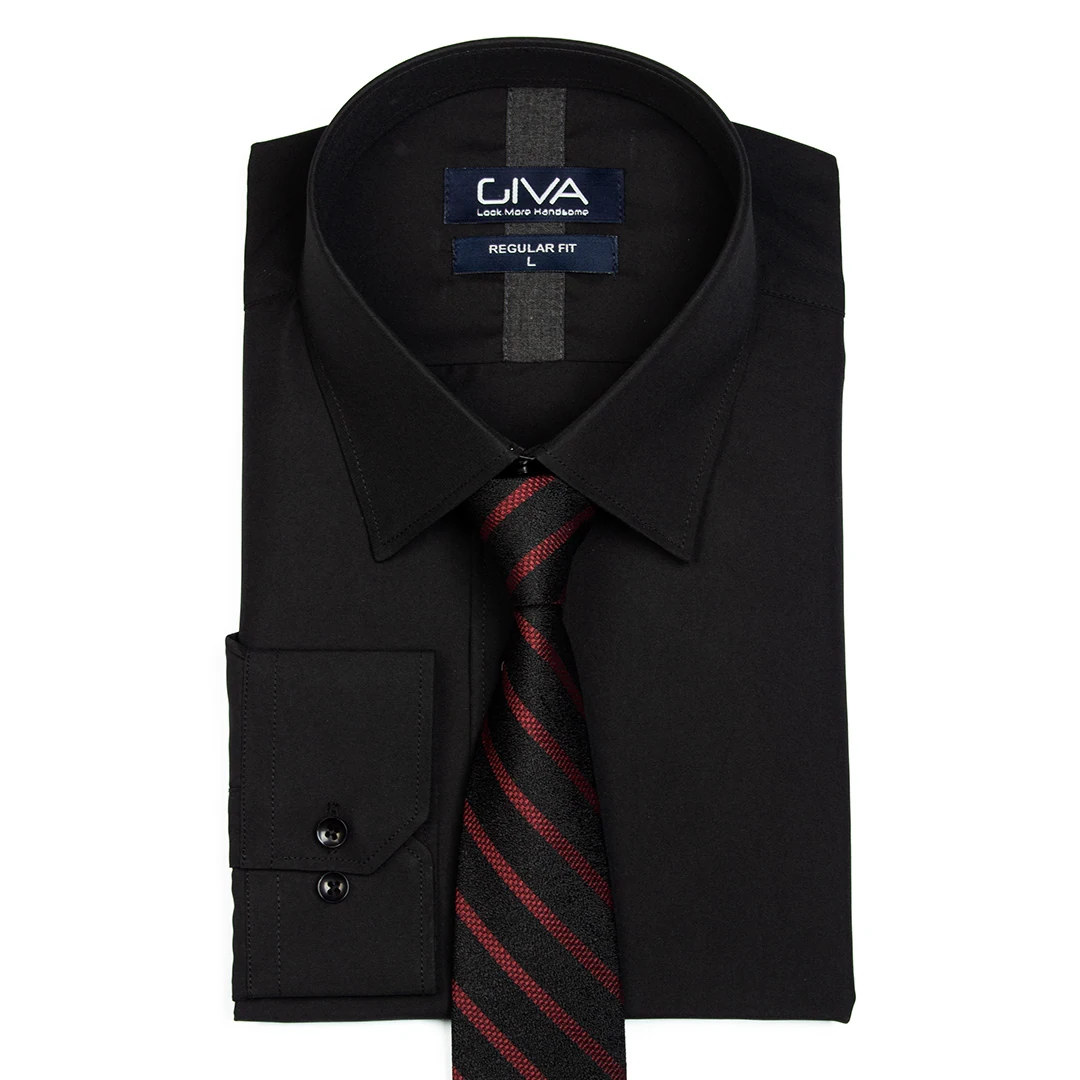 کراوات ترک طرح دار مردانه راه راه مشکی قرمز - Thumbnail 1