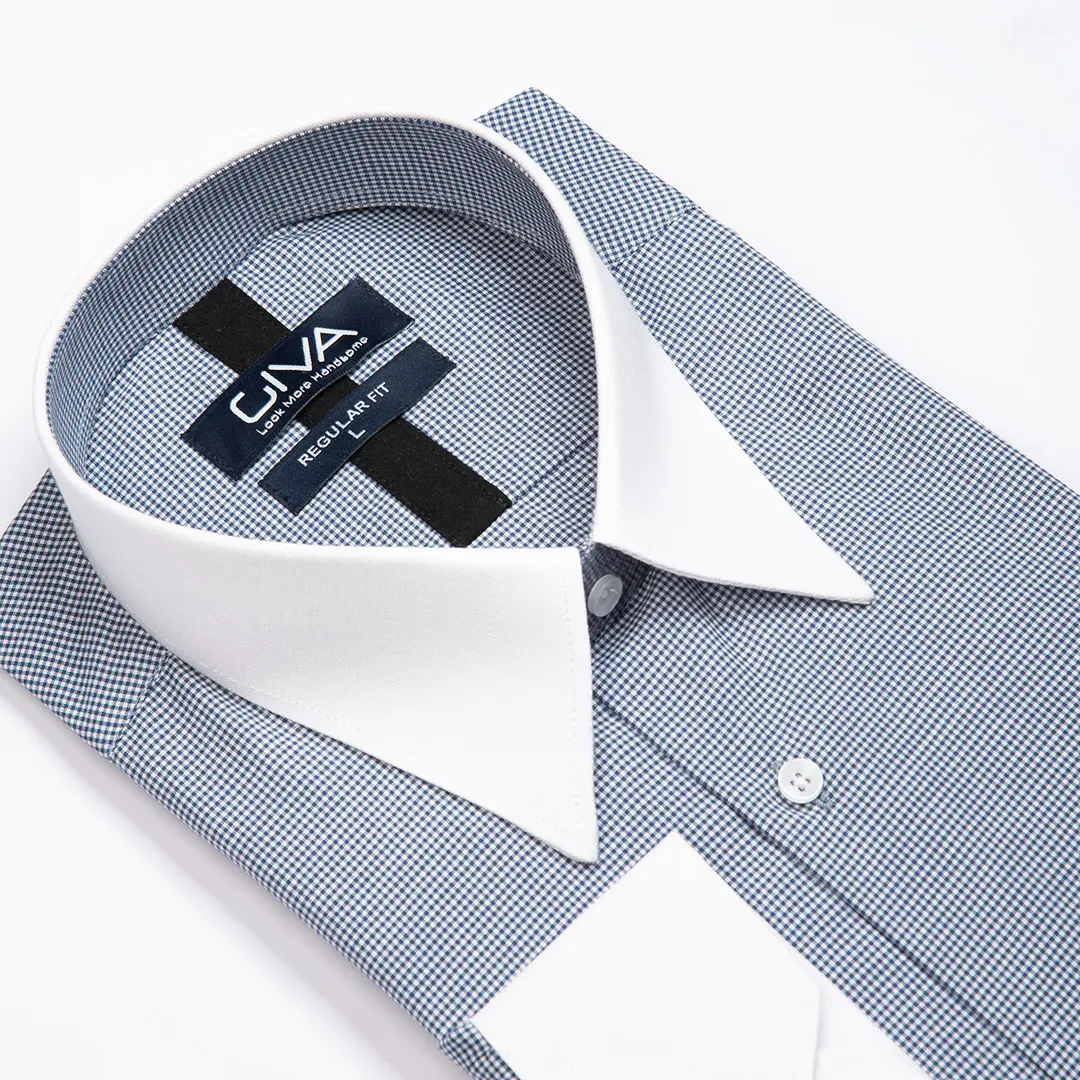 پیراهن یقه مچ سفید خاویاری 4434