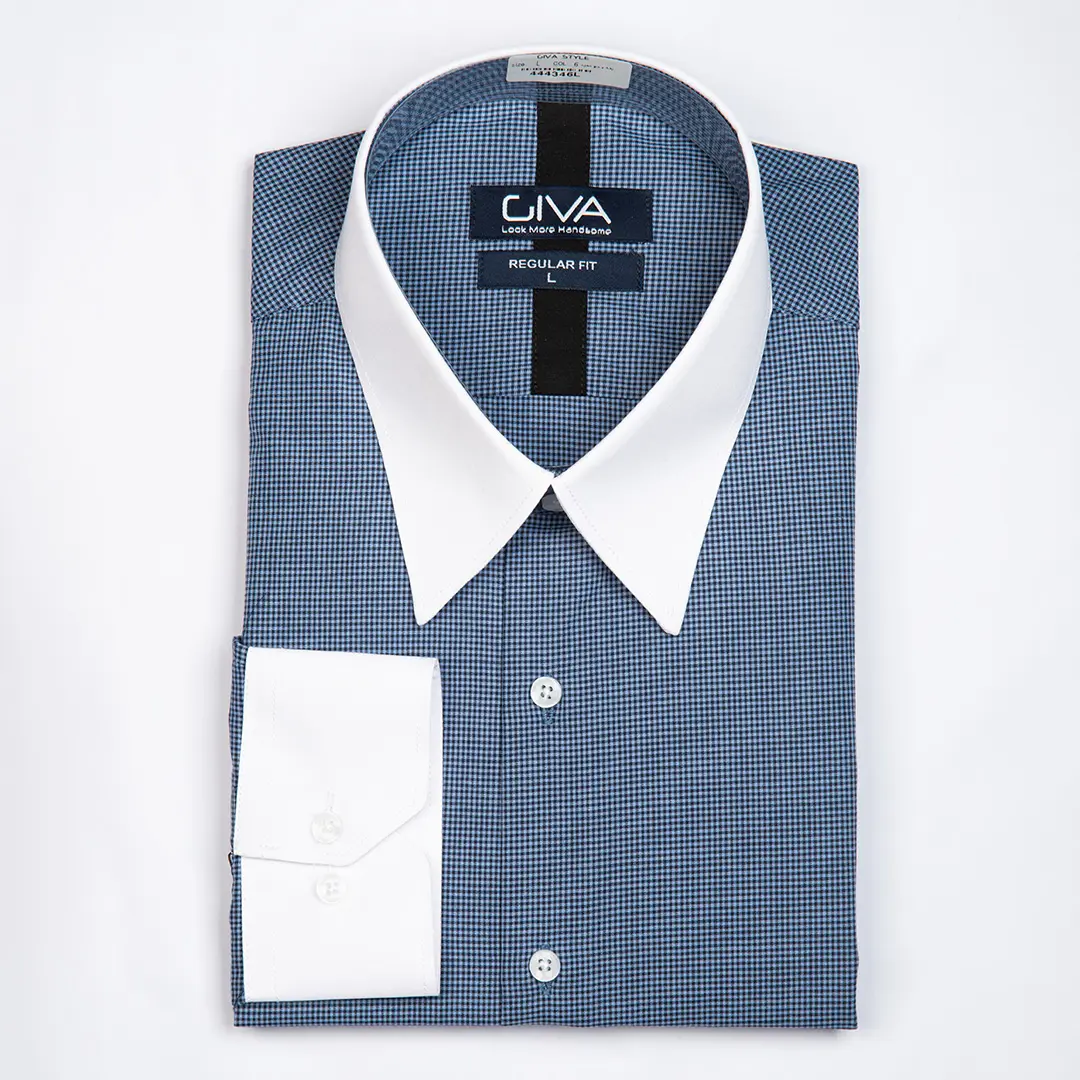 پیراهن یقه مچ سفید خاویاری 4434 - Thumbnail 4