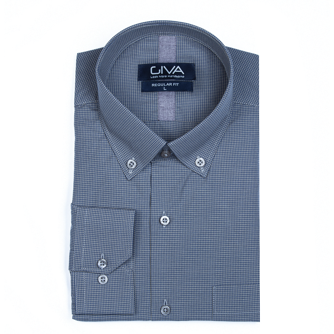 پیراهن خاویاری مردانه یقه دکمه دار - Thumbnail 3