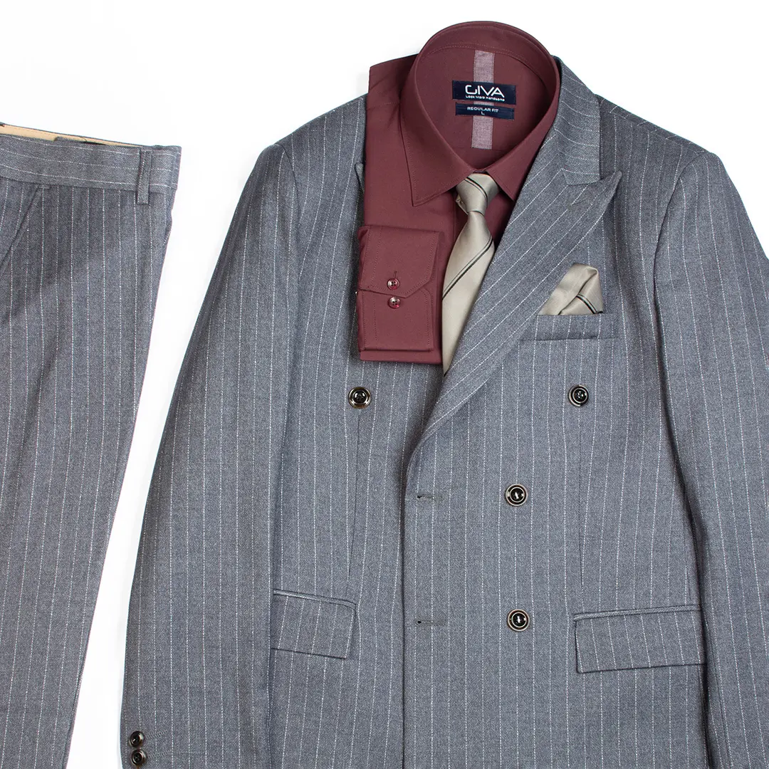 کت شلوار راه راه دیپلمات مردانه - Thumbnail 3