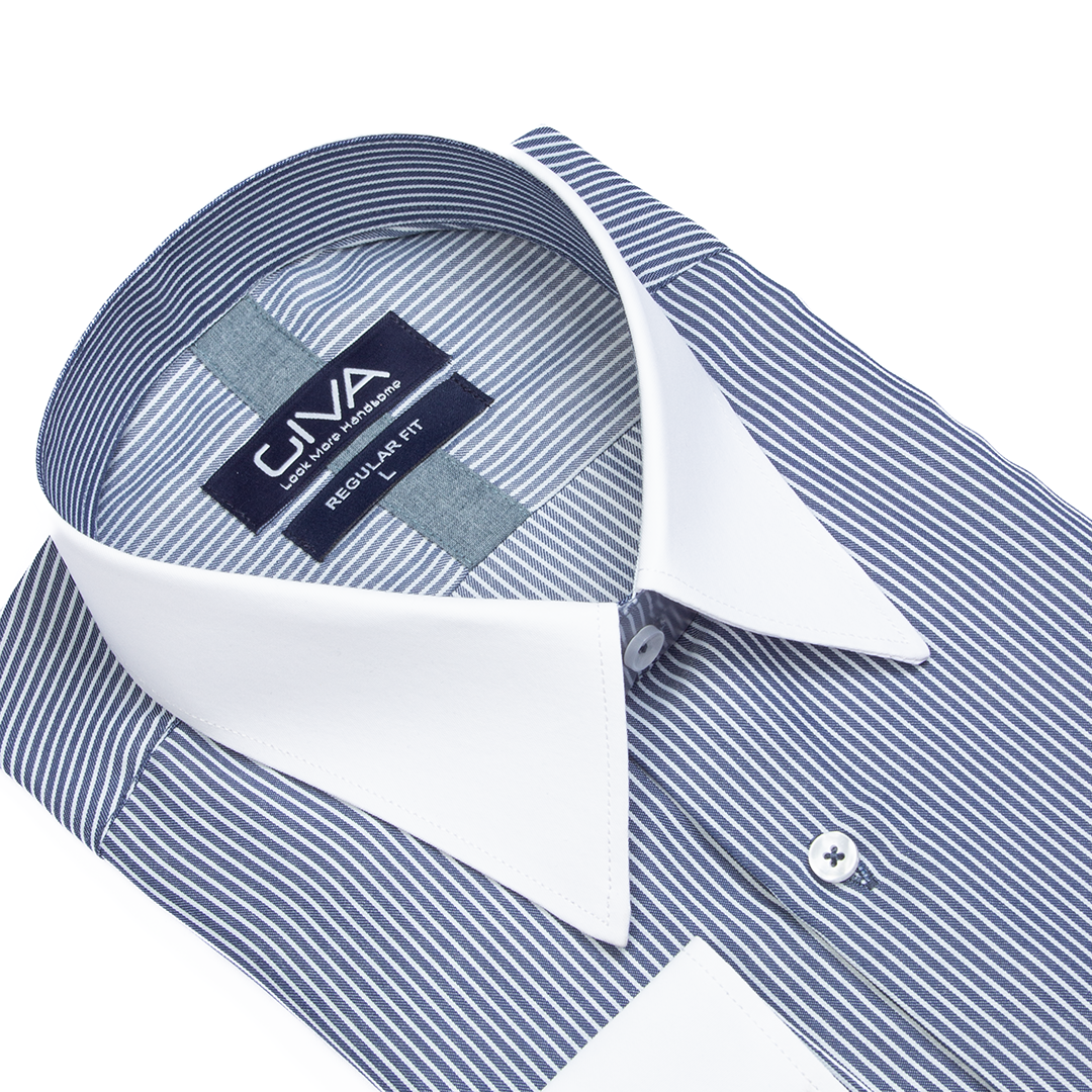 پیراهن مردانه یقه و مچ سفید ایتالیایی 4454 - Thumbnail 1