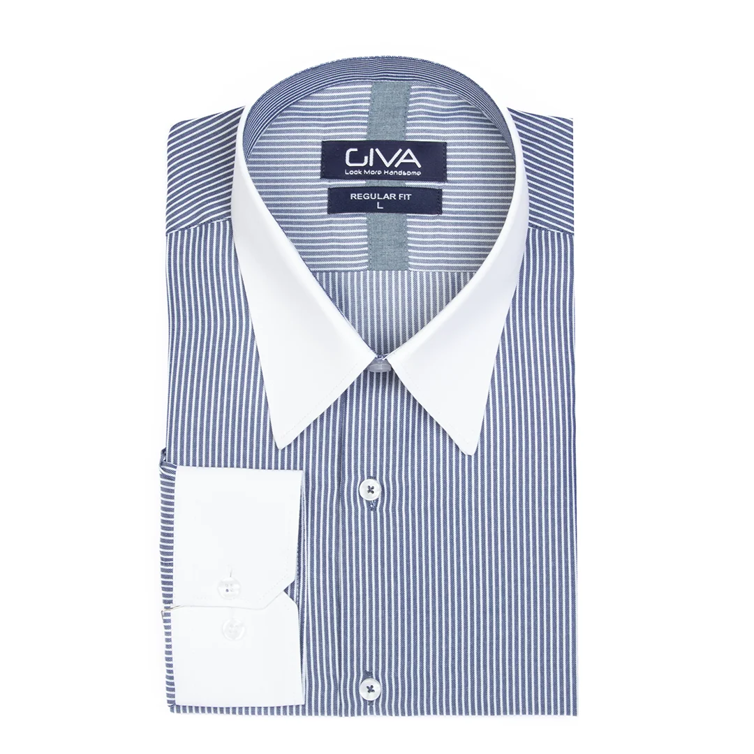 پیراهن مردانه یقه و مچ سفید ایتالیایی 4454 - Thumbnail 2