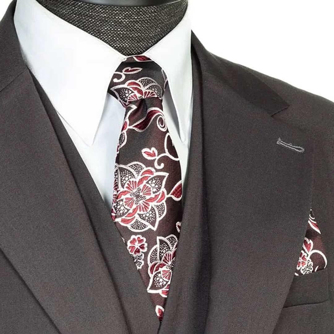 کراوات و پوشت مشکی با طرح گلدار