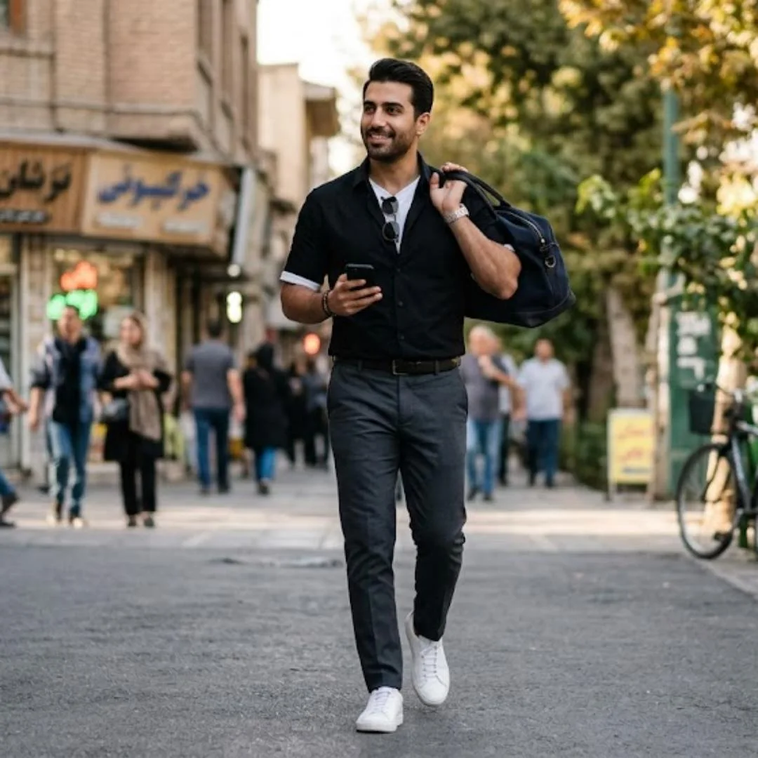  ست کردن پیراهن مشکی مردانه