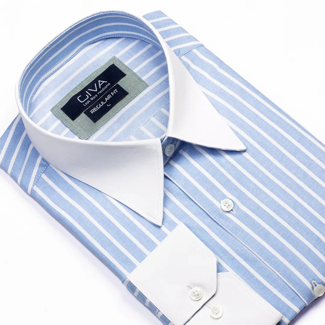 پیراهن مردانه یقه و مچ سفید تمام پنبه 4490.5
