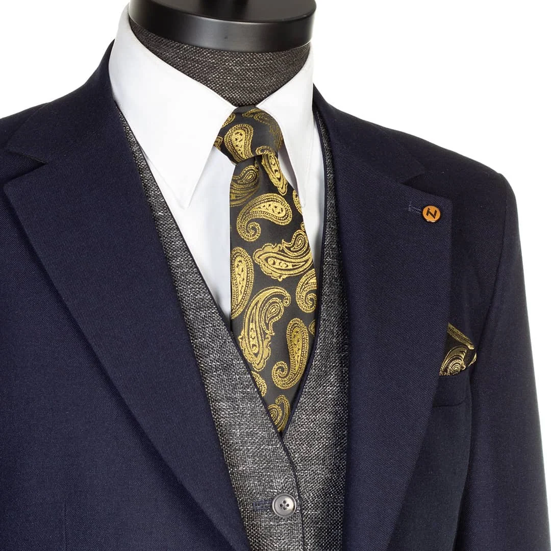 کراوات مشکی با طرح بته‌جقه طلایی - Thumbnail 1