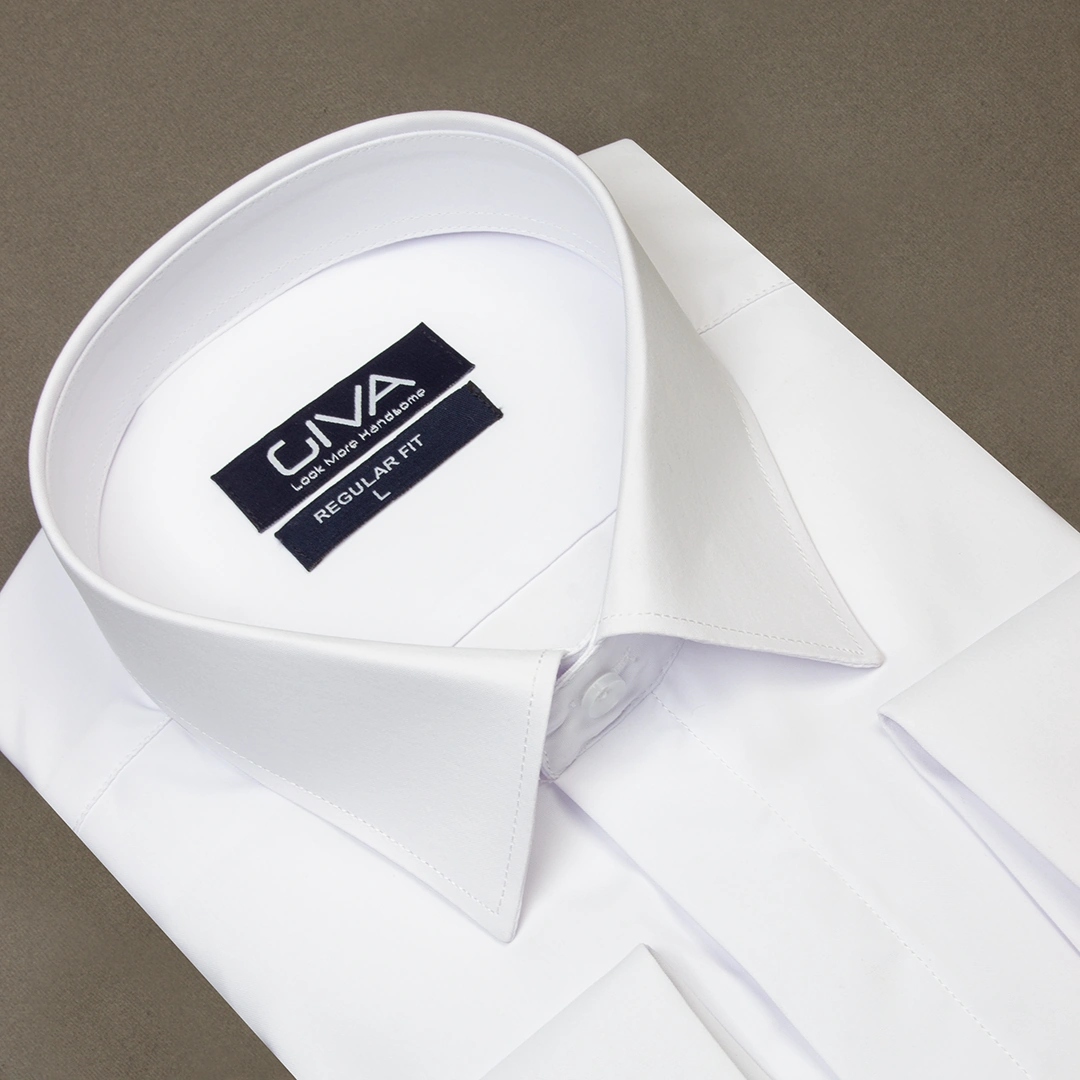 پیراهن دوشین مچ دوبل یقه کراواتی سفید