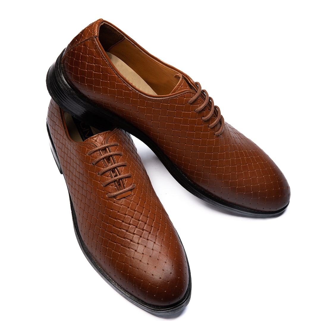 کفش کالج طرح حصیری مردانه - Thumbnail 1